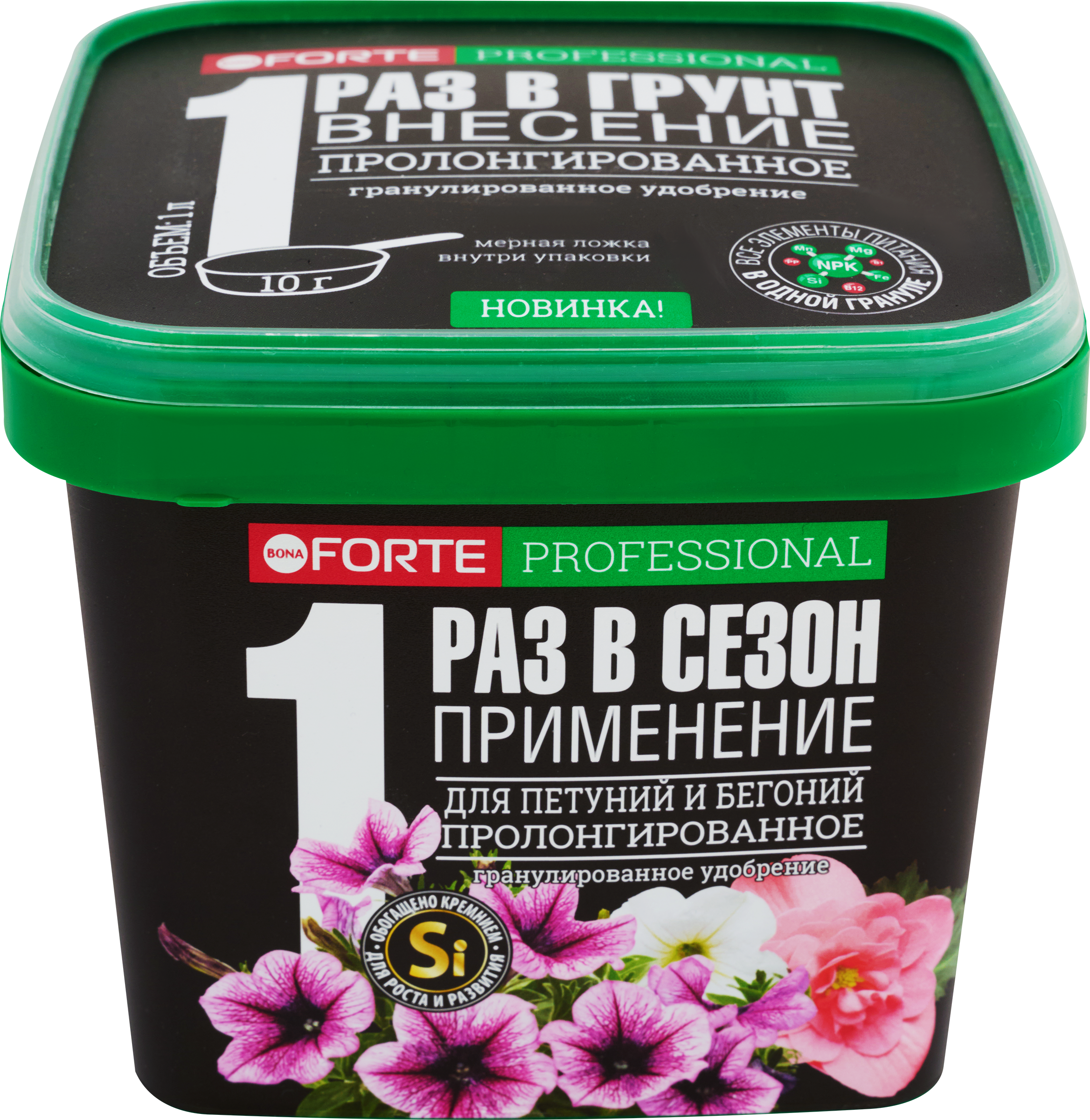 Изображение товара Удобрение для петуний и бегоний BONA FORTE с кремнием, 1л