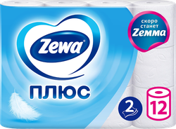 Бумага туалетная ZEWA Плюс без аромата 2-слоя, 12шт, картинка
