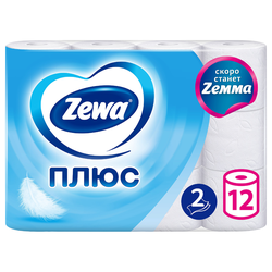 Бумага туалетная ZEWA Плюс без аромата 2-слоя, 12шт, фото