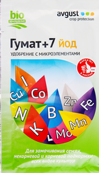 Удобрение AVGUST Гумат+7 йод, 25г, вид