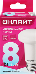 Лампа светодиодная ОНЛАЙТ R63 8Вт E27, холодный свет, фото