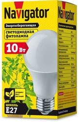 Лампа светодиодная NAVIGATOR 61 202 NLL-FITO-A60-10-230-E27, крупный план