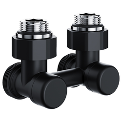 Узел нижнего подключения ROYAL THERMO Design угловой 1/2"х3/4" EK (черный), фотография