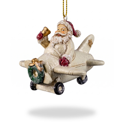 Украшение новогоднее ERICHKRAUSE DECOR Санта на самолете 7,5см, подвесное, Арт. 59021, детальное фото