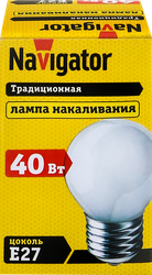 Лампа накаливания NAVIGATOR 40Вт Е27, матовая, шар, детальное фото