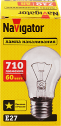 Лампа накаливания NAVIGATOR 60Вт Е27, прозрачная, груша, фото