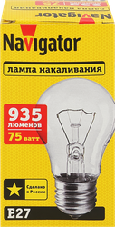 Лампа накаливания NAVIGATOR 75Вт Е27, прозрачная, груша, картинка