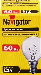 Лампа накаливания NAVIGATOR 60Вт Е14, прозрачная, шар, детальное фото