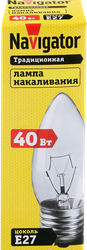 Лампа накаливания NAVIGATOR 40Вт Е27, прозрачная, свеча, изображение
