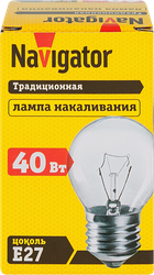 Лампа накаливания NAVIGATOR 40Вт Е27, прозрачная, шар, фотография