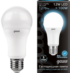 Лампа светодиодная GAUSS Blk E27 12Вт холодный, груша, картинка