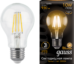 Лампа светодиодная GAUSS Filam E27 10Вт теплый, груша, крупный план