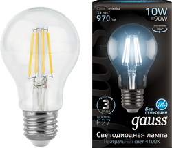 Лампа светодиодная GAUSS Filam E27 10Вт холодный, груша, детальное фото