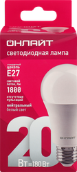 Лампа светодиодная ОНЛАЙТ E27 20Вт, нейтральный белый свет, груша Арт. 
61158, картинка