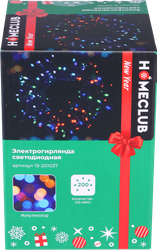 Электрогирлянда HOMECLUB 200LED-ламп, 15м, мультиколор, IP20 Арт. BLS2009, фото