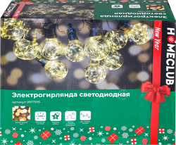 Электрическая гирлянда HOMECLUB Xmas Lights 10 ламп 50LED мини-диодов,  
2,7м, теплый белый, IP44, картинка