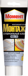 Клей монтажный МОМЕНТ Суперсильный, прозрачный Арт. 1317436, 185г, крупный план
