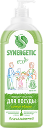 Средство для мытья посуды и детских игрушек SYNERGETIC биоразлагаемое с ароматом яблока, 1л, крупный план
