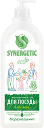 Средство для мытья посуды и детских игрушек SYNERGETIC биоразлагаемое с ароматом алоэ, 1л, фотография