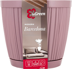 Горшок для цветов с поддоном INGREEN Barcelona 1,8л d=15,5см, цвет морозная слива, Арт. IG623010053, изображение