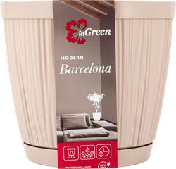 Горшок для цветов с поддоном INGREEN Barcelona 1,8л d=15,5см, цвет молочный шоколад, Арт. IG623010047, фото