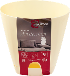 Горшок для цветов с прикорневым поливом INGREEN Amsterdam 1.35л d=14см, цвет сливочный, Арт. ING6199СЛ, фотография