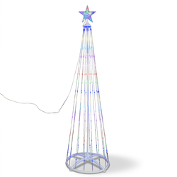 Умная коническая елка, крупными каплями и звездой, RGB, 300 LED, 210х70см, мягкий прозрачный провод, крупный план