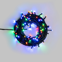 Гирлянда домашняя Твинкл, 100 LED, мультиколор, с динамикой, не соединяется, 10м, зеленый провод, картинка