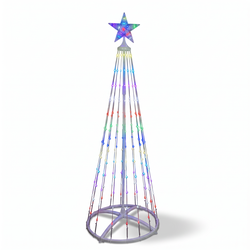 Умная коническая елка, крупными каплями и звездой, RGB, 252 LED, 180х50см, мягкий прозрачный провод, изображение