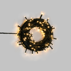 Гирлянда домашняя Твинкл, 100 LED, теплый белый, с динамикой, не соединяется, 10м, зеленый провод, картинка