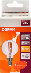 Лампа светодиодная OSRAM LED Star, 6Вт, E14, 2700К, теплый белый свет, шар, фото