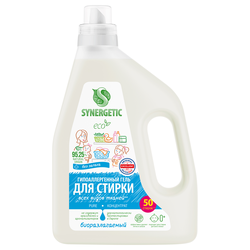 Гель для стирки SYNERGETIC Pure биоразлагаемый концентрированный, 1.5л, фото