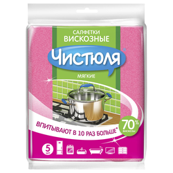 Салфетки ЧИСТЮЛЯ вискозные Арт. 258168, 5шт, фотография