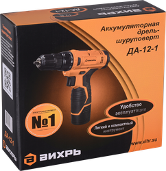 Дрель-шуруповерт аккумуляторная ВИХРЬ ДА-12-1, 1,5 А/ч Арт. 72/14/11, изображение