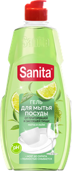 Средство для мытья посуды SANITA Матча и лайм универсальное, 450г, крупный план