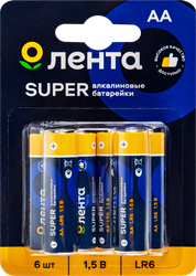 Элементы питания ЛЕНТА АА, LR6, 1,5В, алкалиновый Арт. ALR606, 6шт, детальное фото