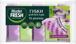 Губки для мытья посуды MASTER FRESH Strong effect XL, 5шт, картинка