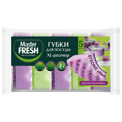Губки для мытья посуды MASTER FRESH Strong effect XL, 5шт, вид