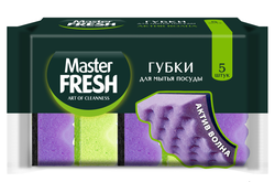 Губки для мытья посуды MASTER FRESH Strong effect XL, 5шт, фотография