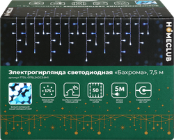 Электрогирлянда Homeclub, Бахрома, 8 режимов, таймер, 175 LED, холодный белый/синий, 7.5x0.5м, фото