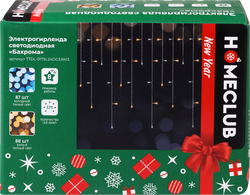 Электрогирлянда Homeclub, Бахрома, 8 режимов, таймер, 175 LED, теплый/холодный белый, 7.5x0.5м, картинка