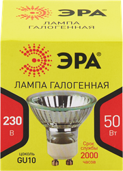 Лампа галогенная ЭРА GU10-JCDR (MR16)-50W-230V GU10 50Вт софит, теплый белый свет, Арт. C0027386, фото