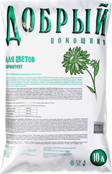 Грунт для цветов ДОБРЫЙ ПОМОЩНИК, 10л, крупный план