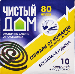 Спирали от комаров ЧИСТЫЙ ДОМ Бездымные без запаха, 10шт, детальное фото