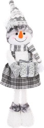 Фигура новогодняя HomeClub классика, Снеговик в шапке, 64/79см, серебряная, детальное фото