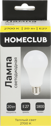 Лампа светодиодная HOMECLUB груша 20Вт E27 теплый свет, Арт. LED-A70-20E2727, вид