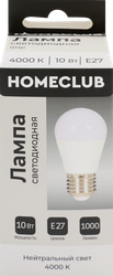 Лампа светодиодная HOMECLUB шар 10Вт E27 нейтральный свет, Арт. LED-G45-10E2740, вид