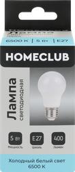 Лампа светодиодная HOMECLUB груша 5Вт E27 холодный свет, Арт. LED-A55-5E2765, детальное фото