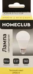 Лампа светодиодная HOMECLUB груша 10Вт E27 теплый свет, Арт. LED-A60-10E2727, вид