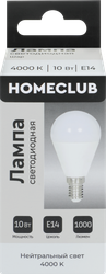 Лампа светодиодная HOMECLUB шар 10Вт E14 нейтральный свет, Арт. LED-G45-10E1440, крупный план